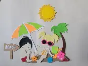 Boy & Girl On Summer Vacation Coconut Tree, Sun, Umbrella Cardstock Die-Cuts