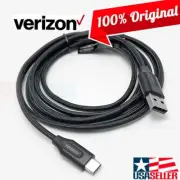 Verizon Logo 6FT Braided Black USB-C Charge Data Cable for Galaxy Motorola iPad