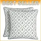 Charming Powder Blue Block Print Pillows for Grandmillennial Decor - Set of 2