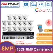 Hikvision 16CH 4K Outdoor Security CCTV System 8MP ColorVu MIC POE IP Camera Kit