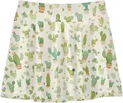 [FRODOTGV] Sprouting Cacti Green Girls Athletic Skirts with Shorts Athletic Skort for Girl Sports Skirts for Kids