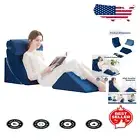 High-Density Blue Memory Foam Wedge Pillow Set - Ergonomic Design for Sleep Aid