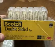 Scotch Double Sided Tape, 0.5 in. x 500 in., 6 Rolls, Adhesive, with Dispenser.