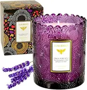 Lace Edge Embossed Soy Wax Scented Candle Lavender Eucalyptus Indoor Bedroom Creative Scented Candle Niche smokeless Candle(Lavender Eucalyptus)