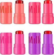 Beneath Lipstick,Cooling Water Jelly Lip Stain Cheek Stain,Milk Cooling Water Jelly Tint,Milk Jelly Blush,Water Jelly Tint Stick Milk Frombo,Long Lasting Jelly Texture Moisturizing (4pcs)