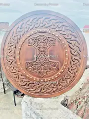 24"Medieval Knight Wooden Mjolnir Thor Norse Hammer Viking Round Warrior Shield
