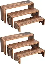 Cabilock 2set Display Risers 3 Tier Wooden Stand Flower Pot Rack Decorative Rectangular Display Stands Cupcake Stands Perfume Organizer
