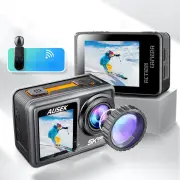 AUSEK 5K Sports Camera with Anti-Shake EIS Stabilization Dual Touch Screen HD Photography Videography Image Stabilizatio
