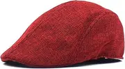 [ANMUR] Summer Newsboy Hats for Men 2022 Grid Flat Caps Casual Trucker Cap Cotton Sun Ivy Hat for Seniors (Color : Red, Size : One Size)