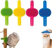 Silicone Grooming Strap Pad for Cats, Cat Self Groomer, Adjustable Silicone Pet Grooming Tool, Pet Tickling Massage Brush, Cats Combs Cat Massager for Climbing Frames Table Legs