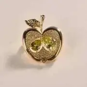 2.10Ct Pear Cut Lab-Created Peridot Wedding Brooch Pin 14k Yellow Gold Plated