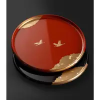 在飛比找ETMall東森購物網優惠-現貨日本進口前重漆器樹脂圓托盤日式手工仙鶴漆盤干泡茶盤果盤子