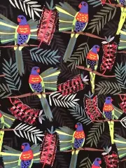PER HALF YARD Aussie Birds Rainbow Lorikeet & Bottle Brush Tree Cotton Fabric