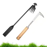 2 Pack Weed Puller Tool, Including a 4-Teeth Uprooting Weeding Tool and an L-...
