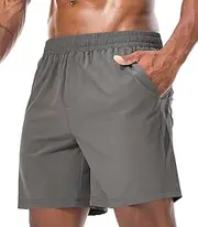 [Surenow] Mens Workout Athletic Shorts Quick Dry Running Shorts Gym Lightweight Breathable Mesh Shorts for Men with Zip Pocket