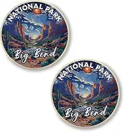 [No Thorns Media] Big Bend National Park Texas 2 Pack Pinback Buttons 2.25" Fun Pins for Clothes, Backpacks, Hats, and Jackets - Cartoon, Retro, and Punk Style Lapel Badges, Slogans, and Party Pins ID45000, Metal, no