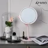 在飛比找遠傳friDay購物優惠-AMIRO Mate S系列LED高清日光化妝鏡 櫻花粉(美