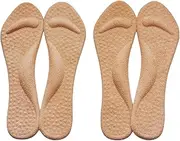 3/4 High Heel Cushion Insoles,2 Pairs Self-Adhesive Arch Support Inserts Women, Gel Shoe Inserts for Sandal, Flats and High Heels（Beige）
