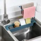 Sink Rack Adjustable Organizer Telescopic Storage Shelf with Towel for Kitchen