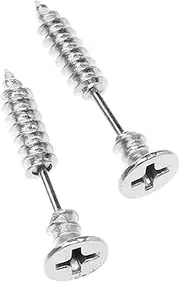 [CATIEBYE] 1 Pair Punk Screw Thread Earrings Stainless Steel Ear Studs for Minimalist Fashion Exquisite Workmanship Durable Plating Chic Ear Jewelry for Men and Women