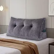 Large Headboard Pillow Headboard Wedge Pillow Bed Rest Reading Pillow Bolster Triangular Cushion Pillow for Sitting in Bed-Backrest Positioning Support Long Pillow for Daybed (Grey, 100 * 50 * 20cm)