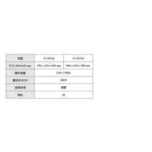 高雄 喜特麗 JT-3619Q 全平面 懸掛式 烘碗機 JT-3619 實體店面 可刷卡 含運費送基本安裝【KW廚房世界】