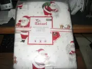 NEW Pottery Barn Kids HERITAGE SANTA Organic Flannel Twin Sheet Set *Christmas