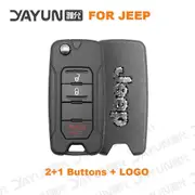 YAYUN 2+1 Buttons For Jeep Renegade 2015/6/7/8 Flip Remote Car Key Shell Case With Uncut SIP22 Blade Replacement With Logo 4A 2n1 Buttons Logo
