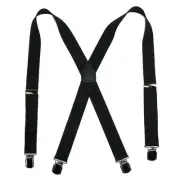 New CTM Men's Elastic with Anti Slip Pin Clip 1 1/2 Inch Solid Suspenders