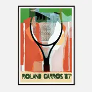 Galrie Vintage Roland Garros 1987 Tennis Poster -Iconic Sports Art Print for Collectors, Black Frame, A3 30 x 42cm (12 x 16inch)