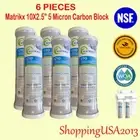 6 Pcs Matrikx 5M Micron 10X2.5" Carbon Block RO Water Filter System