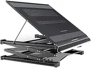 Mobile Stand Up Desk, Adjustable Laptop Desk Home Office Workstation, Rolling Desk Laptop Cart for Standing or Sitting, Black