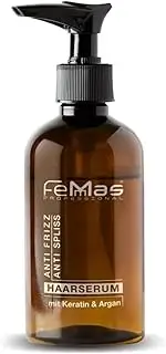 FemMas Hair Serum Argan Oil & Keratin 100 ml I Anti-Frizz Treatment of Dry, Brittle & Damaged Hair I Hair Treatment Against Split Ends & Hair Breakage I Keratin & Argan Treatment for Shine &
