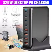 320W GaN Charger USB C Fast Desktop 8-port Charger 3.0 USB Type C Fast Charger