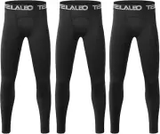 3 Pack Boys' Youth Compression Leggings Pants Tights Athletic Base Layer for Run