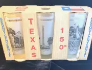 NEW Shell Texas 150th Anniversary Sesquicentennial Frosted Glasses Set of 6 NOS