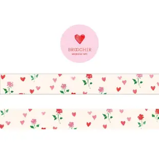 【一日。文房具店】現貨！！masking tape｜BROOCHIR 和紙膠帶｜愛心圖案❤️|15mm x5m