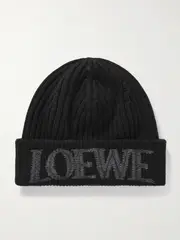 [LOEWE] LOEWE - Embroidered Wool Beanie - Black - One size One size Black