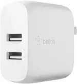 【日本代購】BELKIN USB充電器2端口24W(12W USB-A X 2) 折疊式插頭IPHONE 13 / 12 / 11 / SE / IPAD/ANDROID智能手機各種對應BOOST↑CHARGE WCB002DQWH-A