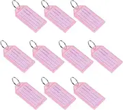uxcell Plastic Key Tags with Split Ring Keychain ID Luggage Label Window 56x29mm, Pink 10Pcs