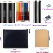 33 PCS Drawing Pencil Set-Graphite Colored & Rainbow Sketchbook Sharpener Eraser