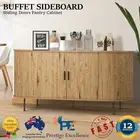 Oikiture Buffet Sideboard Cupboard Sliding Doors Pantry Storage Cabinet Natural