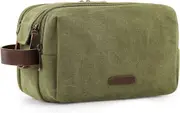 bagsmart BAGSMART Toiletry Bag for Men, Canvas Travel Toiletry Organizer Dopp Kit Water-resistant Shaving Bag for Toiletries Accessories, Green, Large, Basic/Leisure