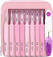 8Pcs Crochet Hook Set, 8 Sizes 2.5mm-6mm Ergonomic Handle Crochet Hooks Kit, Soft Grip Handles Crocheting Needles, Portable Smooth Knitting Needles Kit with PU Bag for Beginners Crochet Lover Gift