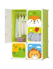 [SOGA] Animal Design Portable Wardrobe 6 Cubes in Green