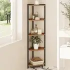 Corner Shelf Stand, Corner Bookshelf, 11.8”D x 11.8”W x 53.5”H Rustic Brown