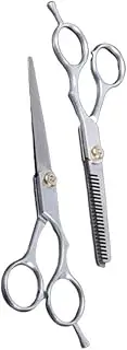 2pcs Professional Hairdressing Scissors Set Flat Toothed Stainless Steel Salon Barber Shears Hair Cutting Tool Silver