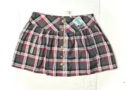 Disney Jonas Brothers Girls 16 Pleated Plaid Red Black Mini Skirt Buttons