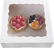 ONE MORE 10inch White Natural Bakery Pie Boxes With PVC Windows,Large Cookie box 10x10x2.5inch 12 of Pack