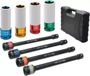1/2 Inch Drive Torque Limiting Extension Bar and Deep Impact Socket Set; 8 Piece